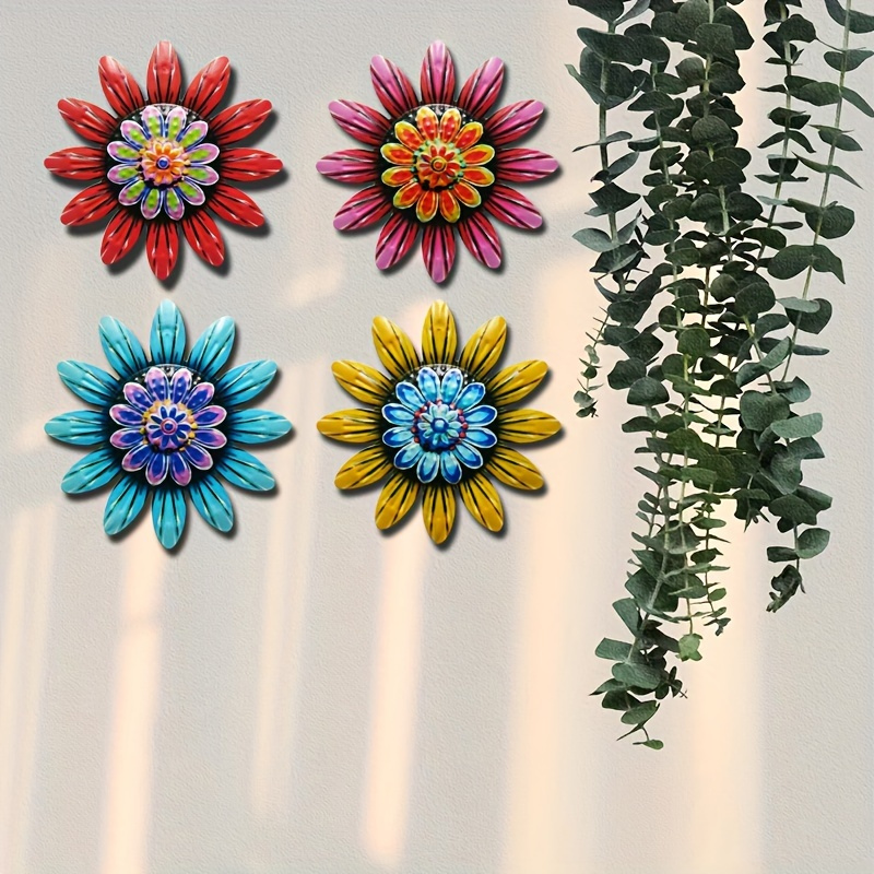 Colourful Hand-Painted Metal Garden Flower Home & Garden Wall Decor