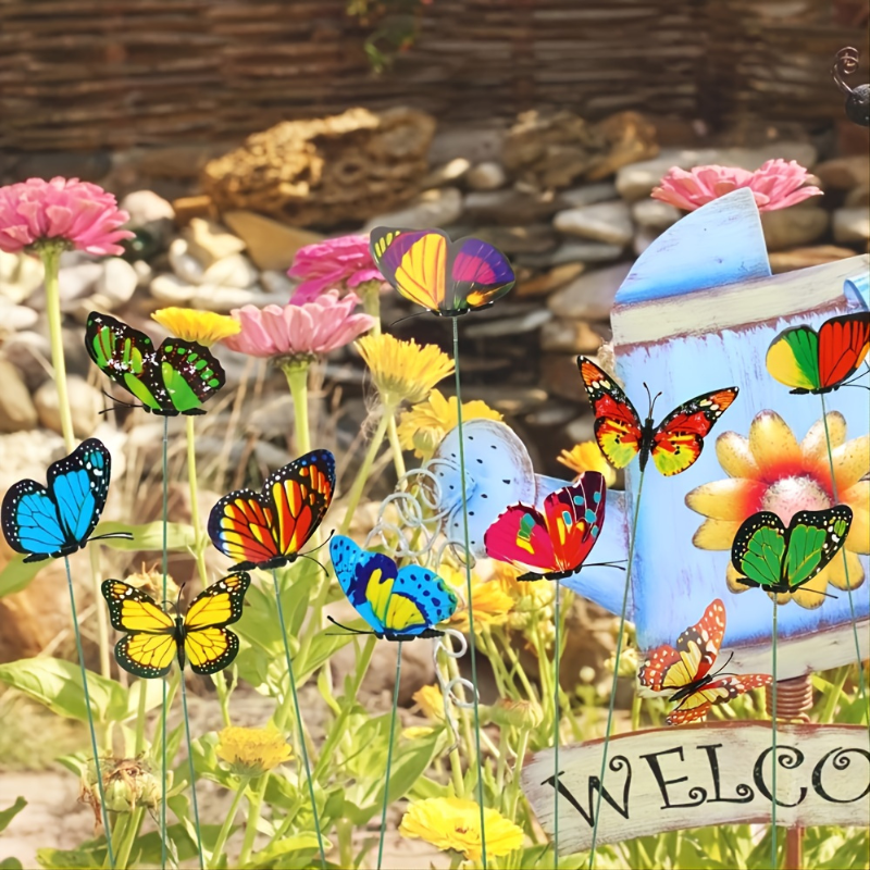 Whimsical Vibrant Butterfly Stakes Decorative Plant & Garden Ornaments